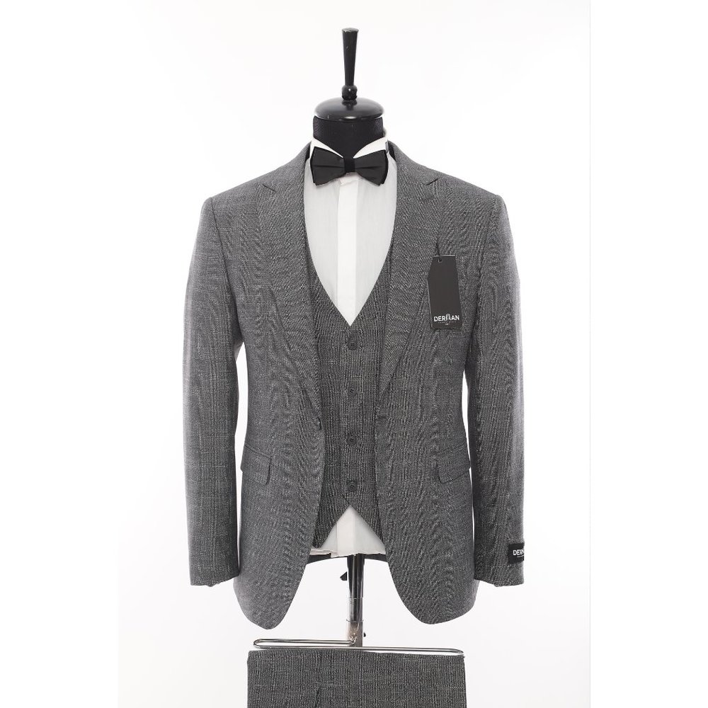 Grey Classic 3-piece Suit, Textured by Derman Suit